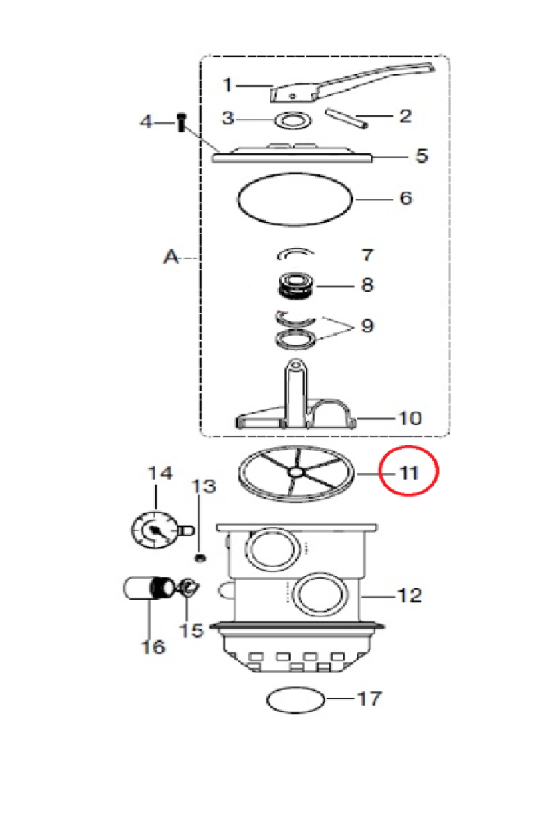 Empaque Araña Válvula Filtro Panda 28"