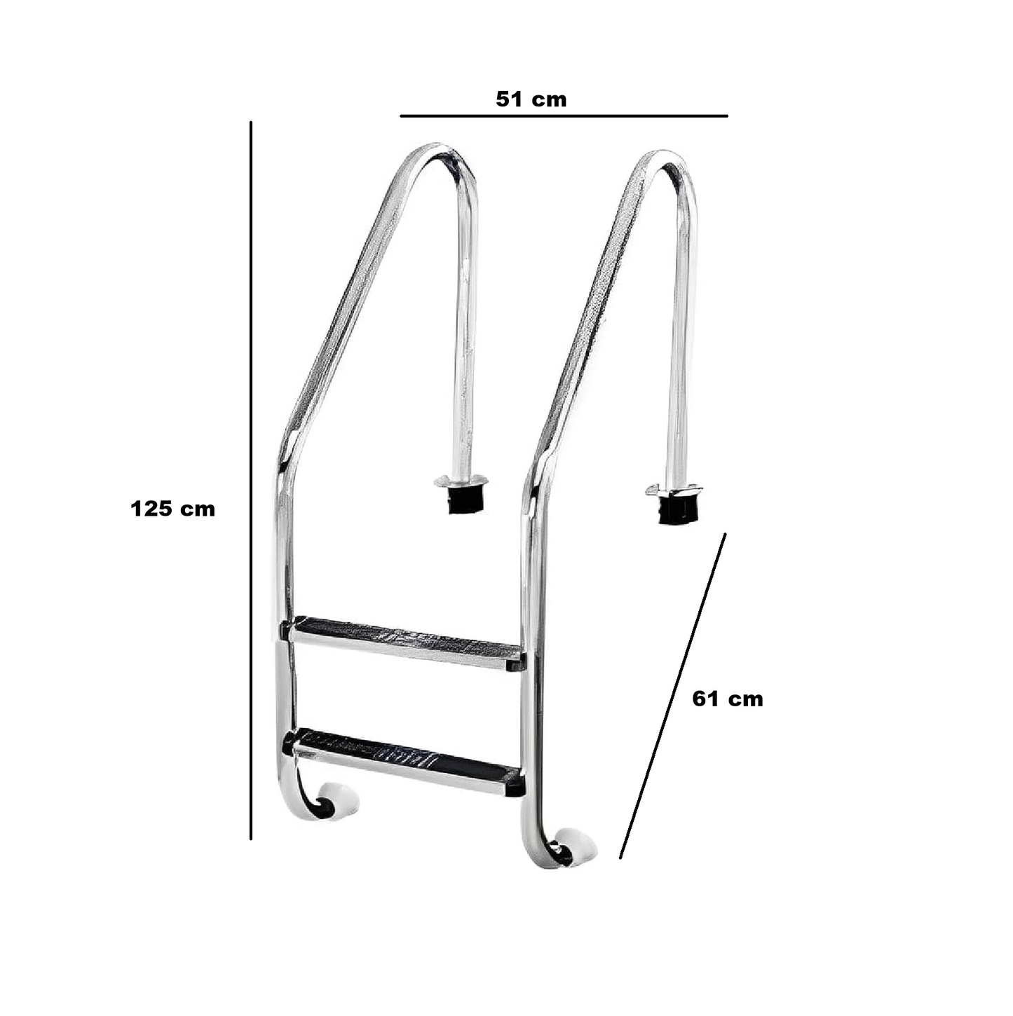 Escalera 2 Peldaños Completa Vertez Acero Inoxidable