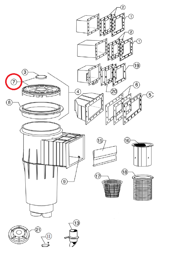 Tapa Desnatador Pentair Admiral S20 Mod 85007400Z