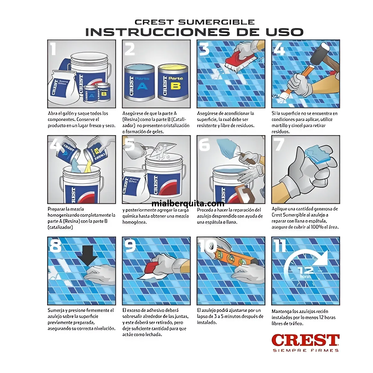 Adhesivo Pegaveneciano Crest Sumergible Azul 1 Galón