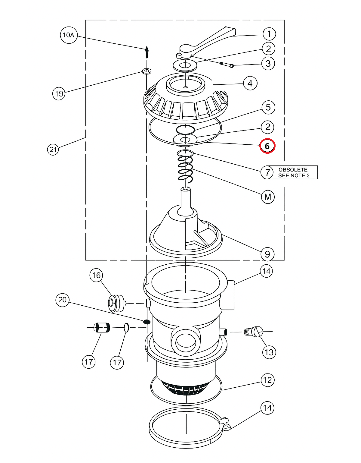 Empaque Oring Tapa Valvula Superior de Filtro Pentair Modelo 354053Z