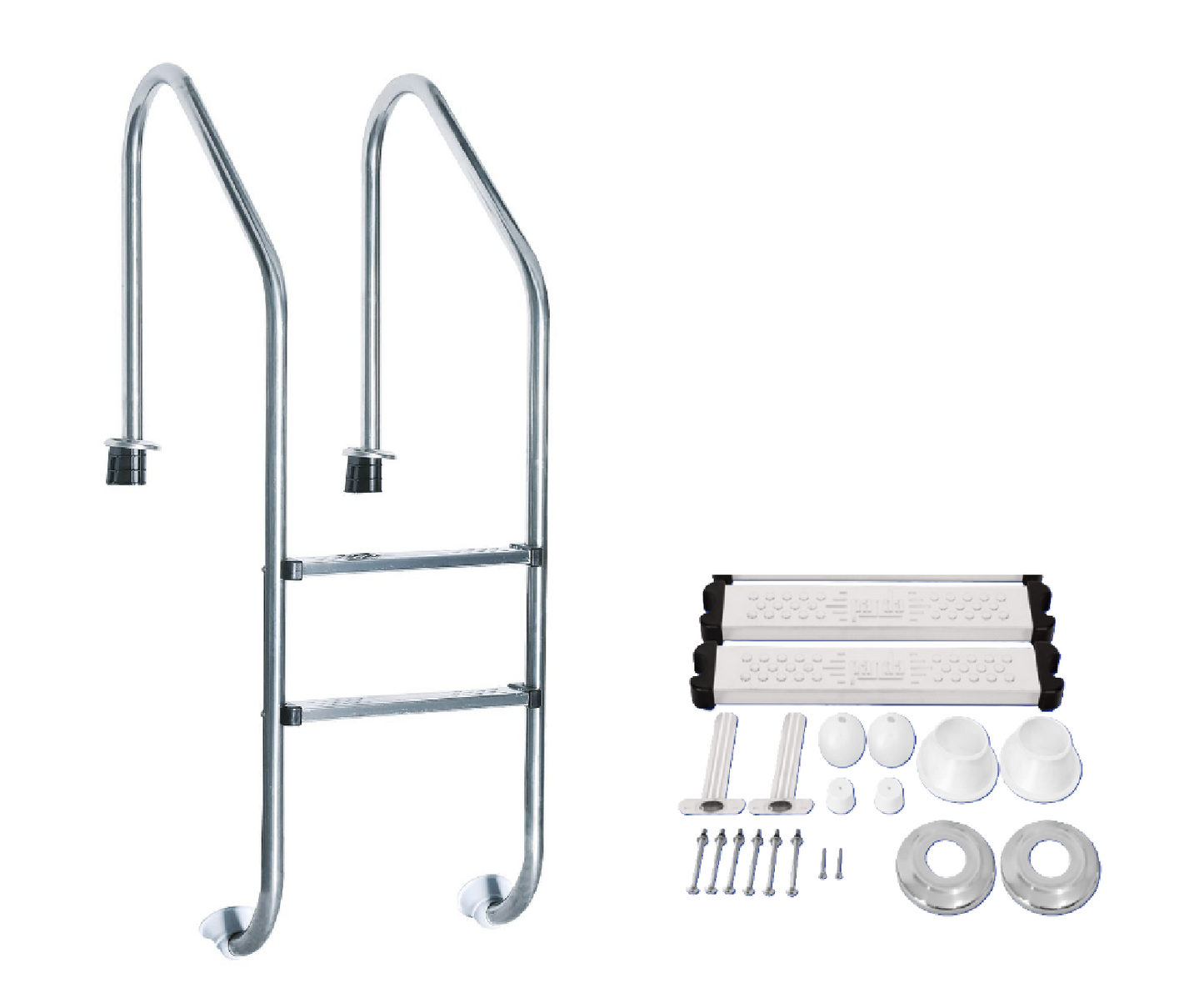 Escalera 2 Peldaños Completa Acero Inoxidable Panda