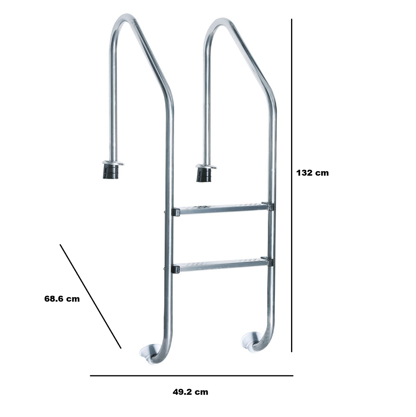 Escalera 2 Peldaños Completa Acero Inoxidable Panda