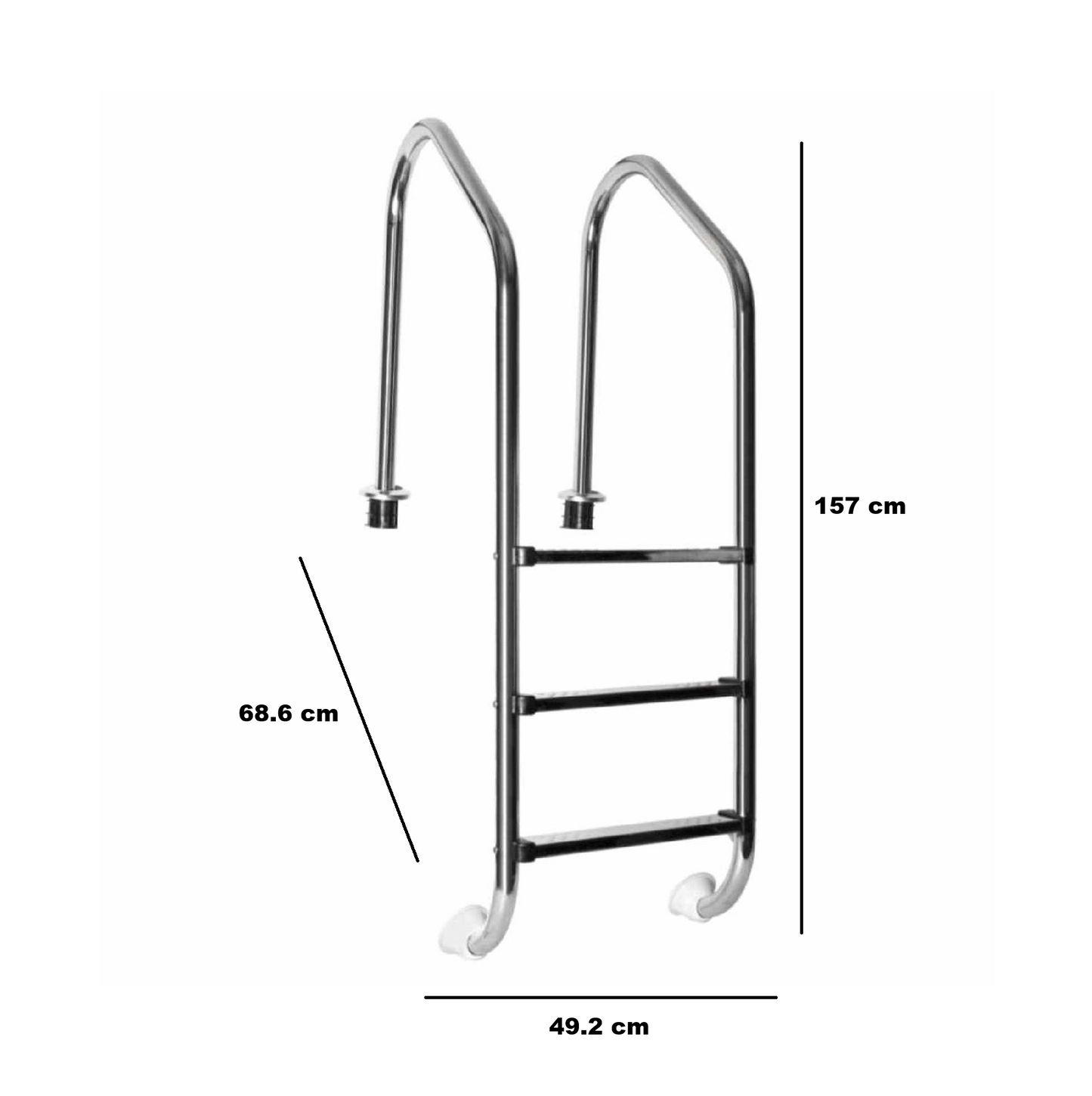 Escalera 3 Peldaños Completa Acero Inoxidable Panda
