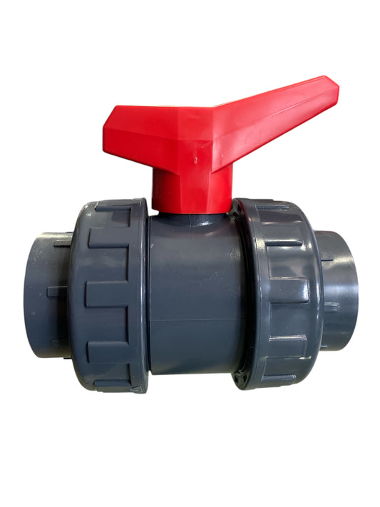 Válvula Bola 1.5" CH Aquaram Roja Doble Tuerca Union