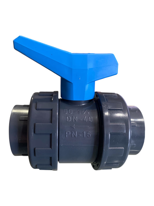 Válvula Bola 1.5" CH Aquaram Azul Doble Tuerca Union