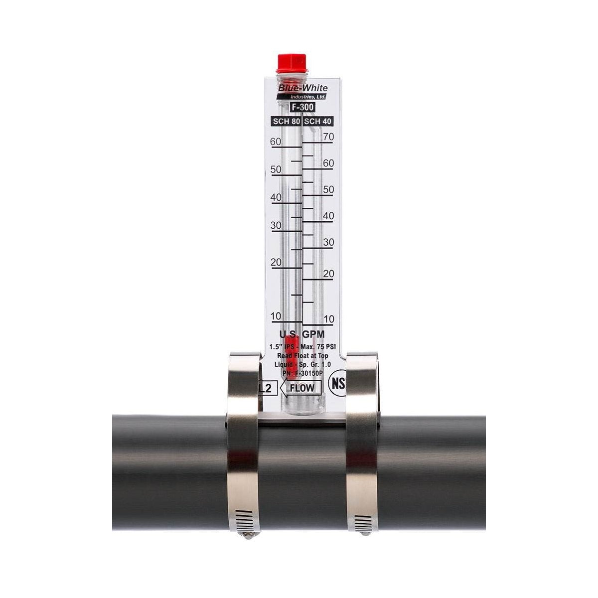 Flujómetro Medidor de Flujo Rotámetro para Tubería 1.5"