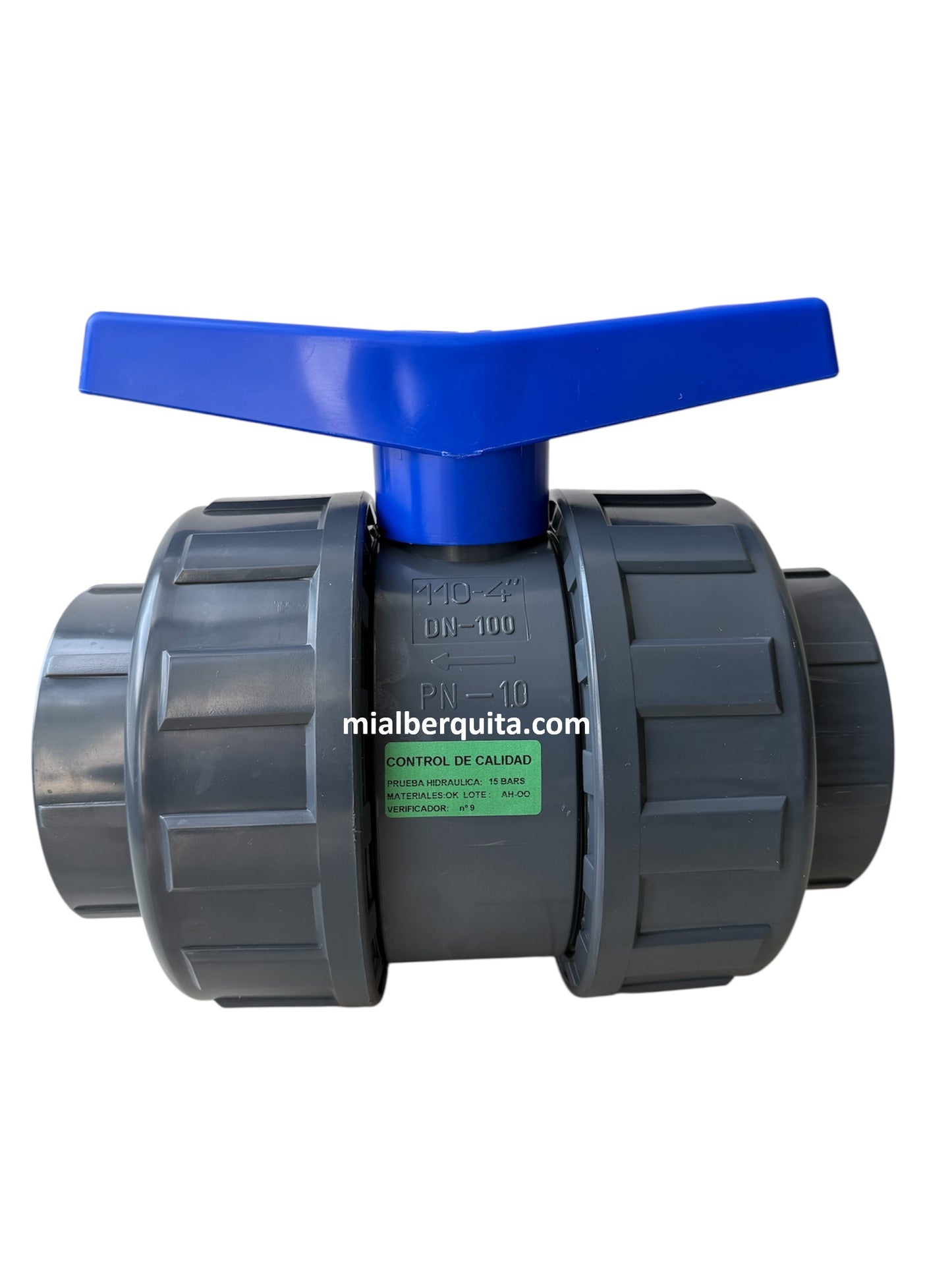 Válvula Bola 4" CH Aquaram Azul Doble Tuerca Unión