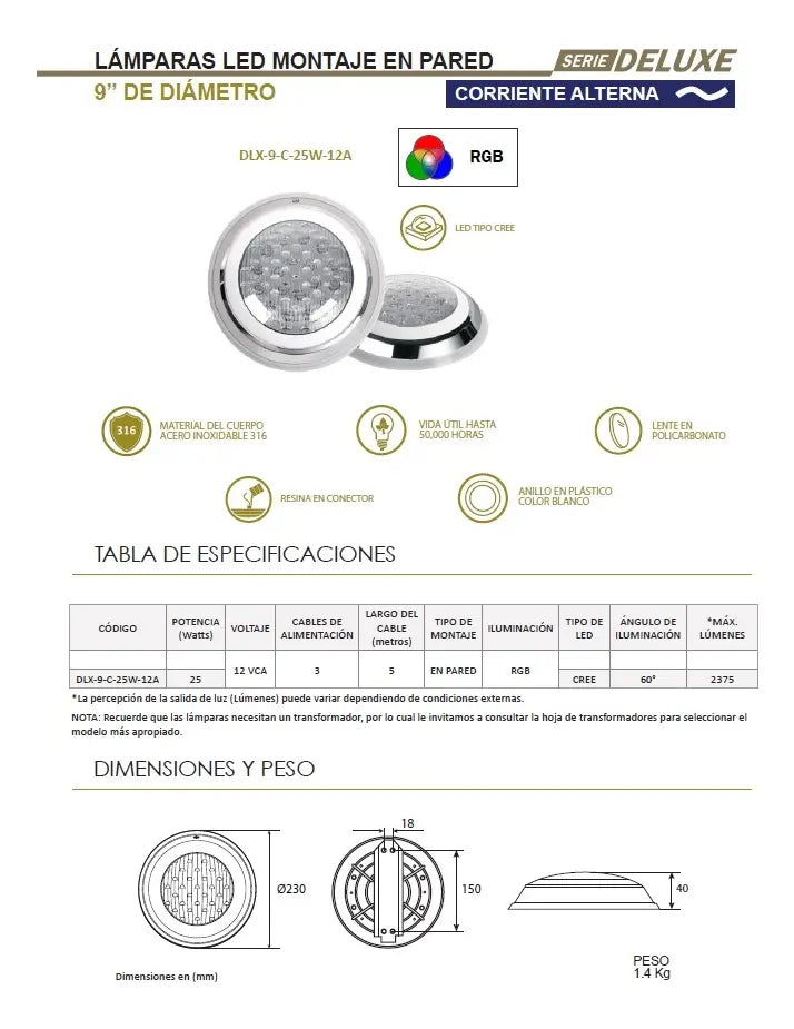 Lampara Reflector Led Rgb 25w Panda Deluxe