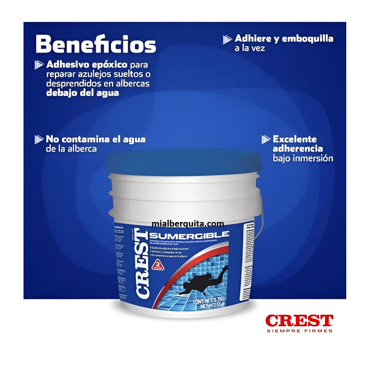 Adhesivo Pegaveneciano Crest Sumergible Blanco 1 Galón