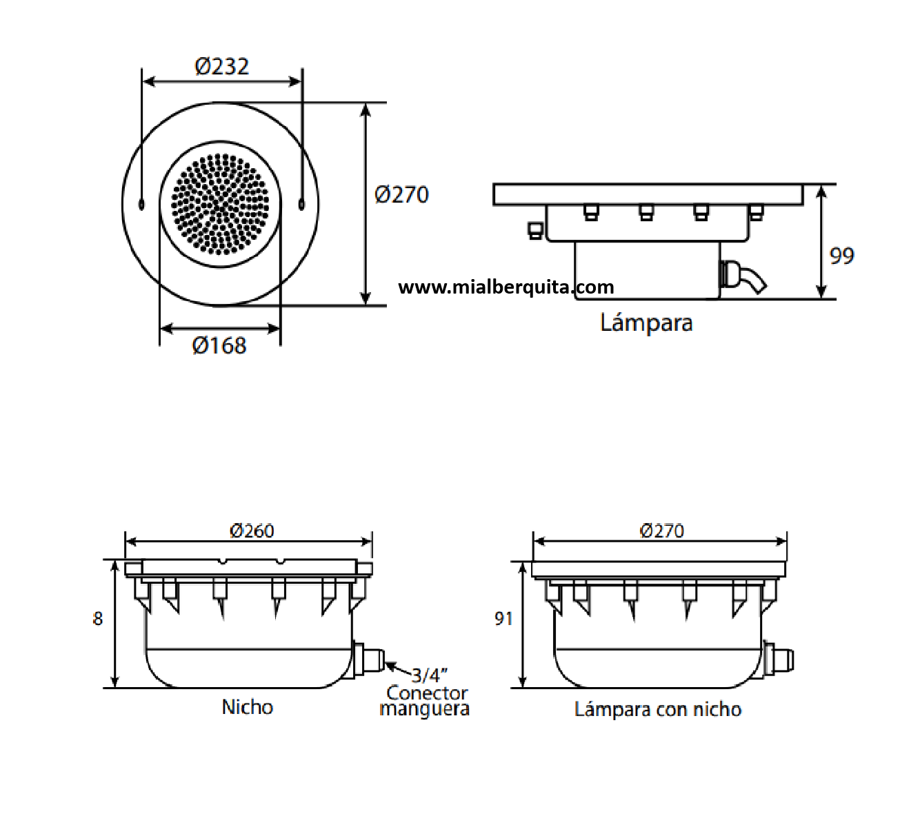 Reflector Lampara Panda RGB LED 35W con Nicho