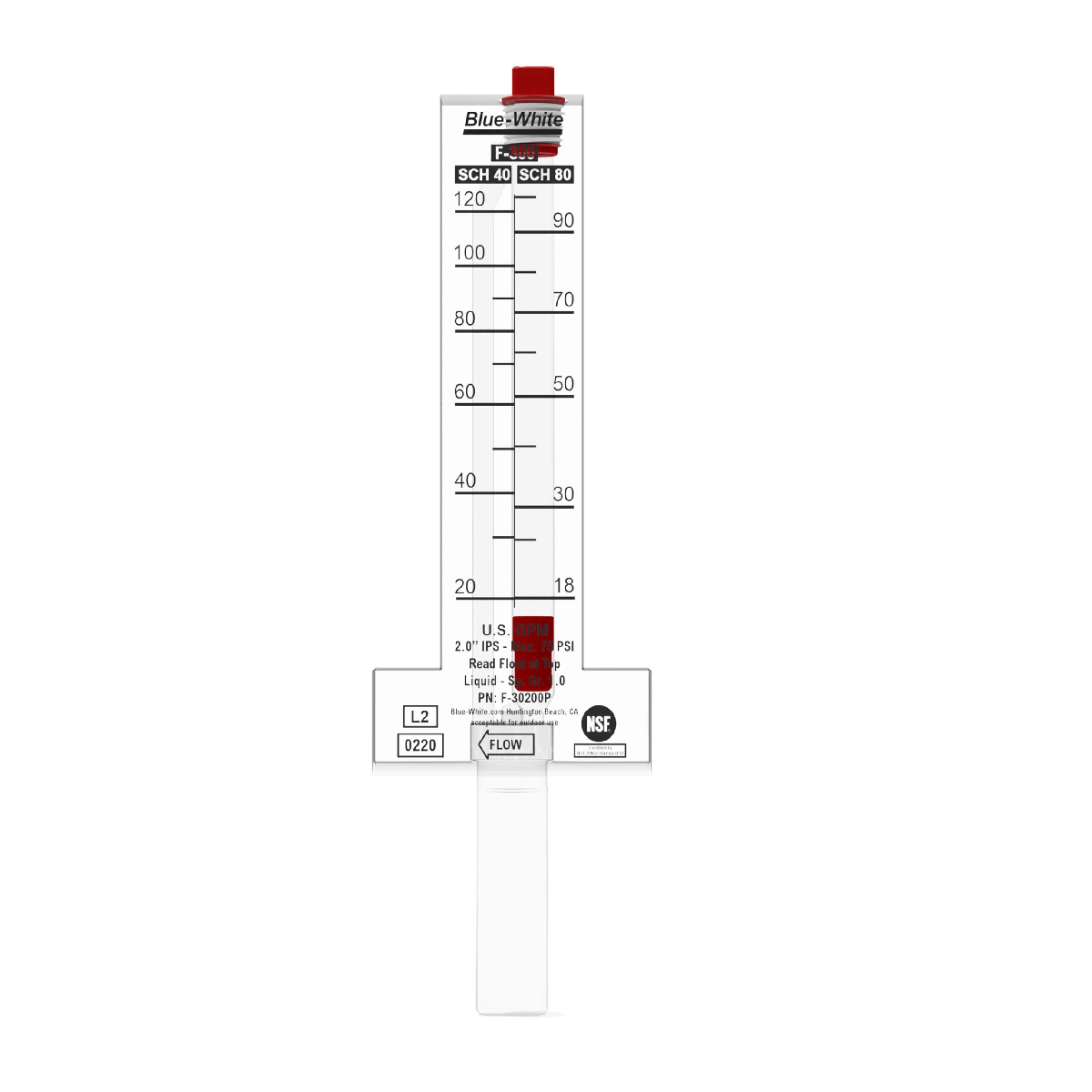 Flujómetro Medidor de Flujo Rotámetro para Tubería 2"
